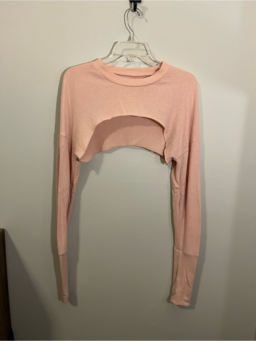 ALO Yoga Pink Cropped Long-Sleeve Crew Neck Sweater Top